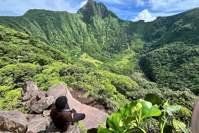 The crater rim of Mount Liamuiga above the cane fields of St Kitts