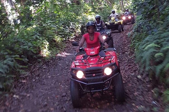 Sunny Blue Rentals in St Kitts for ATV and Dune Buggy Combo Tours - Moving into the hills and rough trails